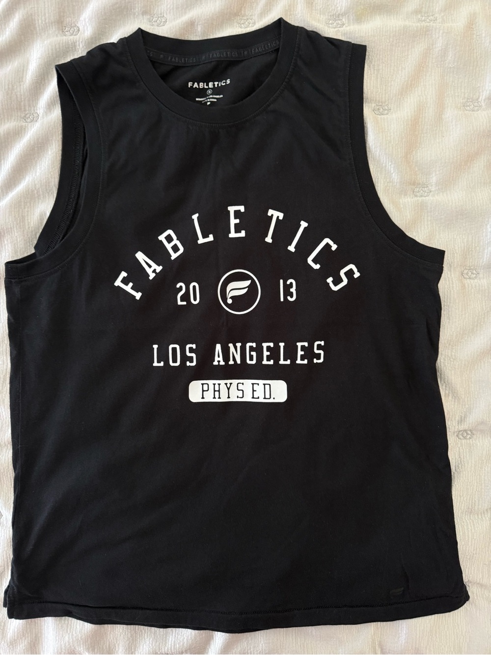 Fabletics Black Cotton Tee with White Care Tag